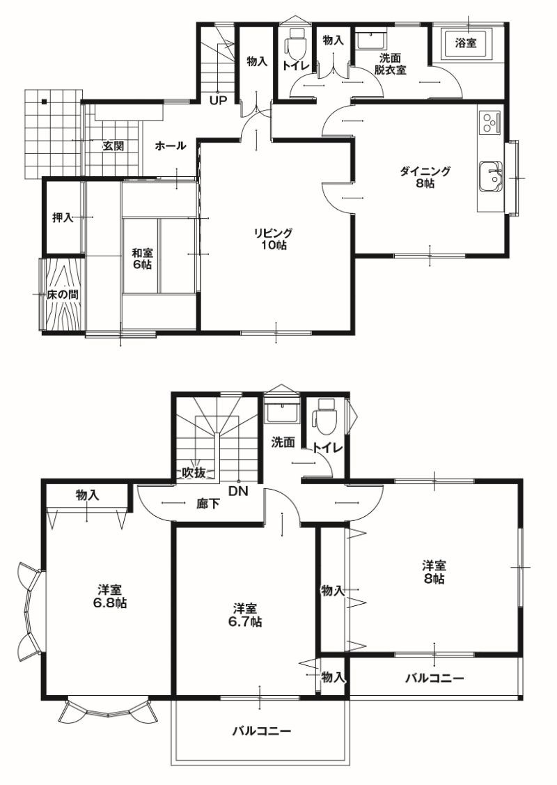 【間取図】全居室6帖以上！収納付です