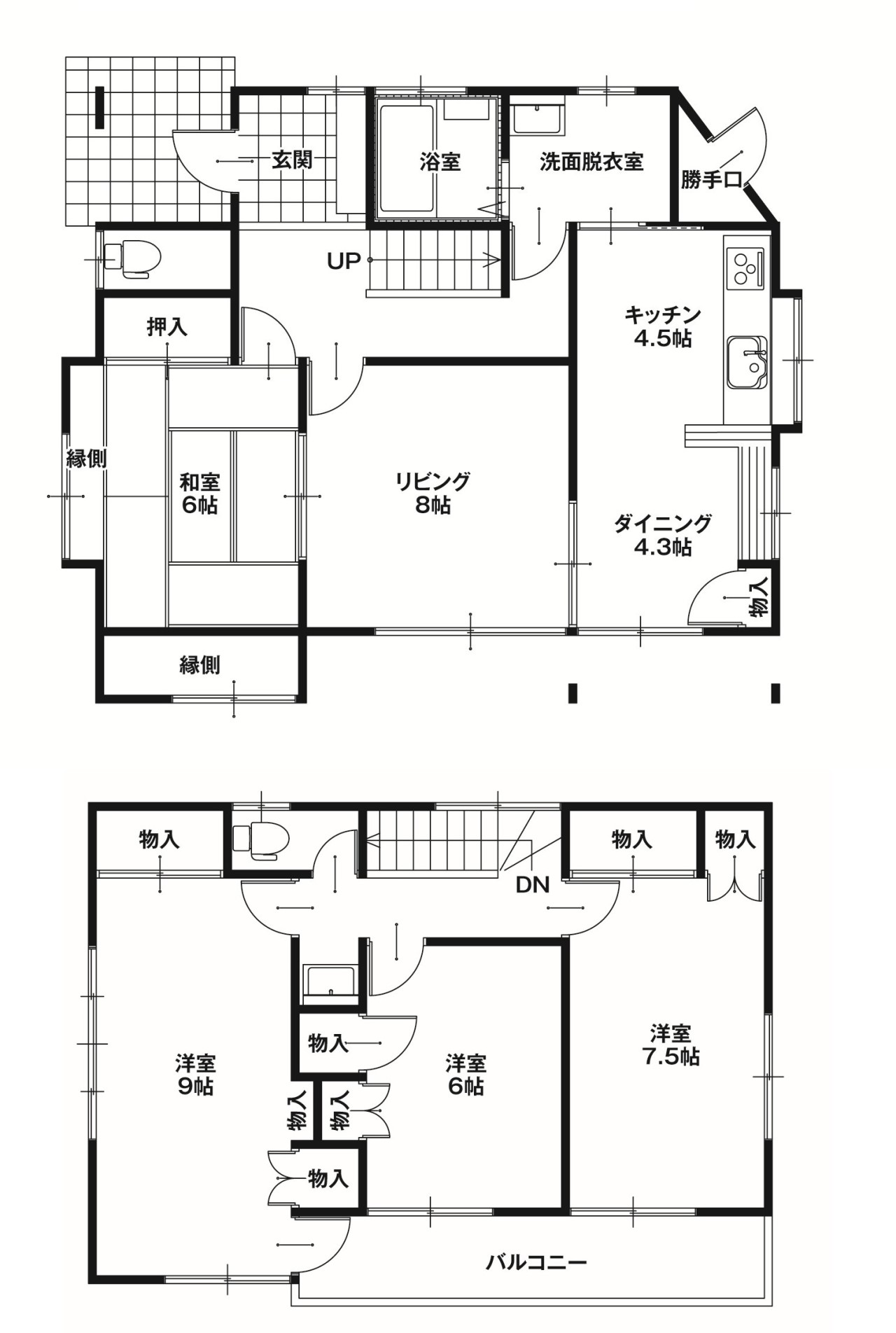【間取】全居室６帖以上、収納付です