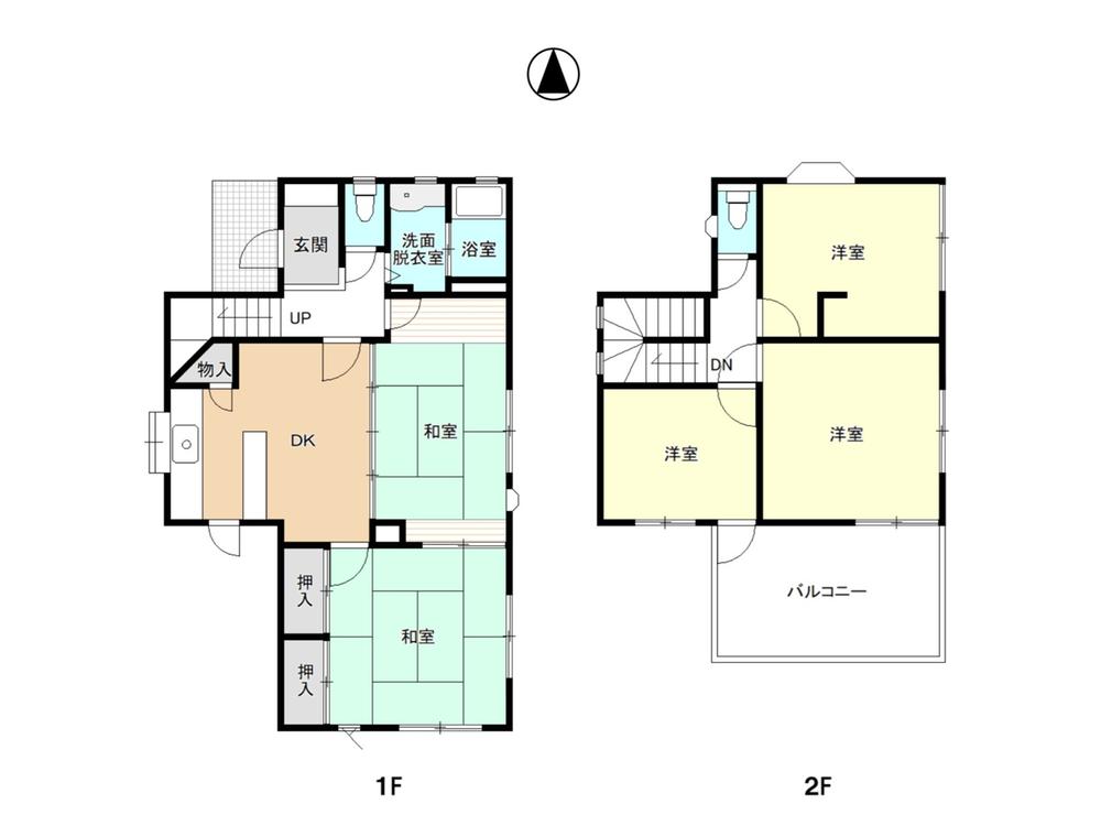 【土地面積156.06m2、建物面積106.97m2】広々とした南面のバルコニーが魅力的な間取りです♪5DKと部屋数も充実しています♪