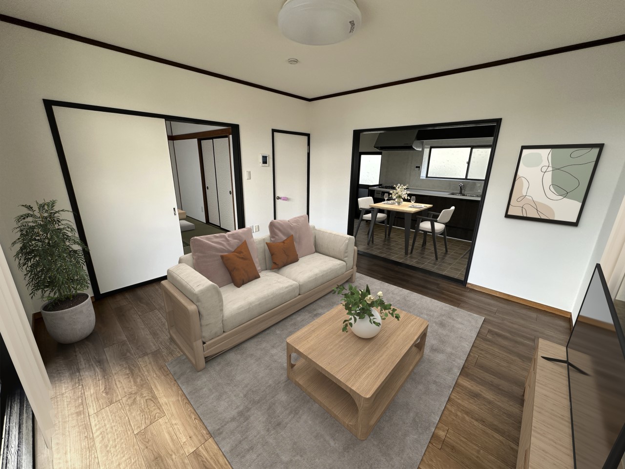 ＊リビング｜※CG合成で家具を配置したイメージです。※家具は販売しておりません。