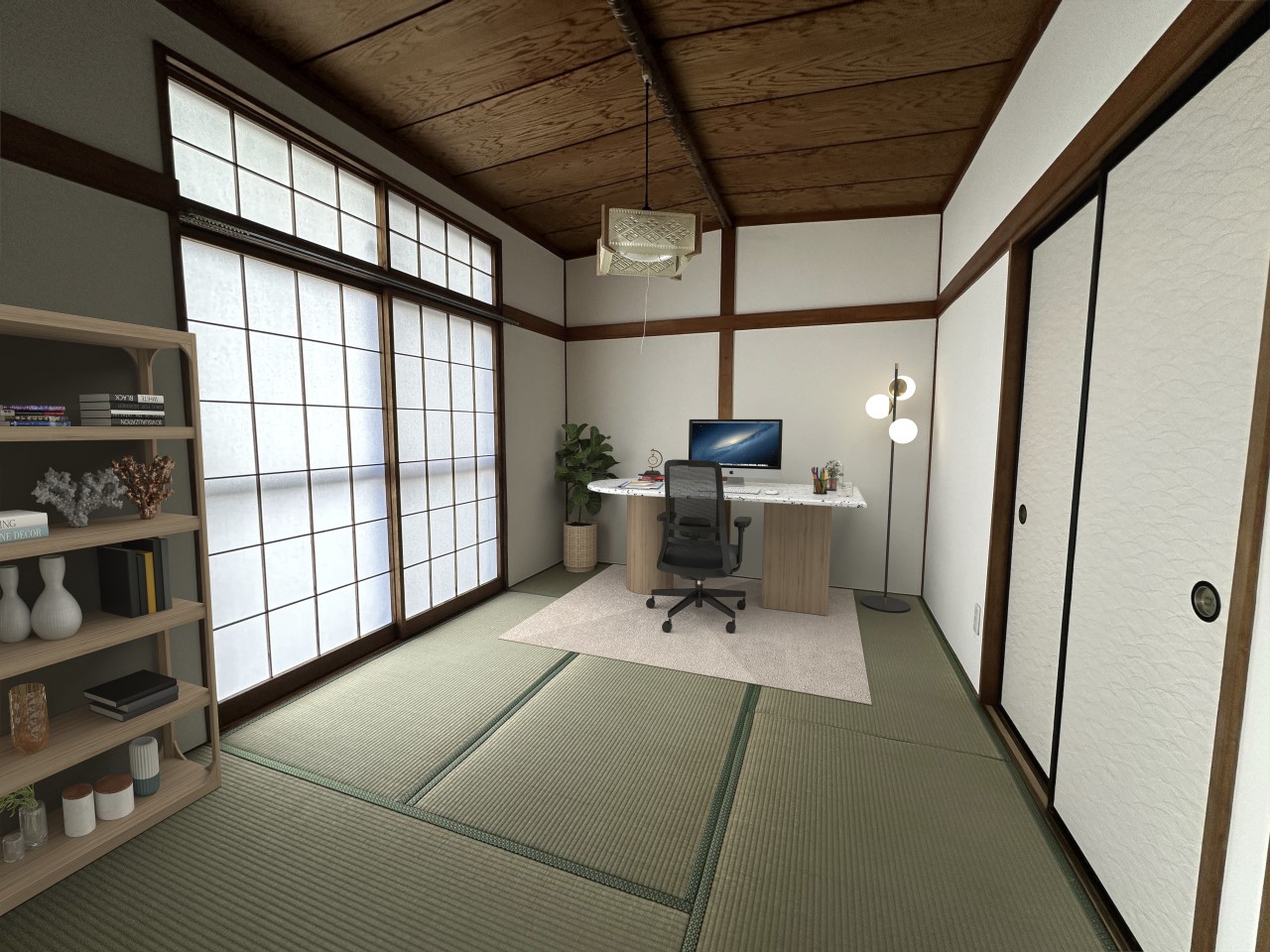 ＊和室（６帖）｜※CG合成で家具を配置したイメージです。※家具は販売しておりません。