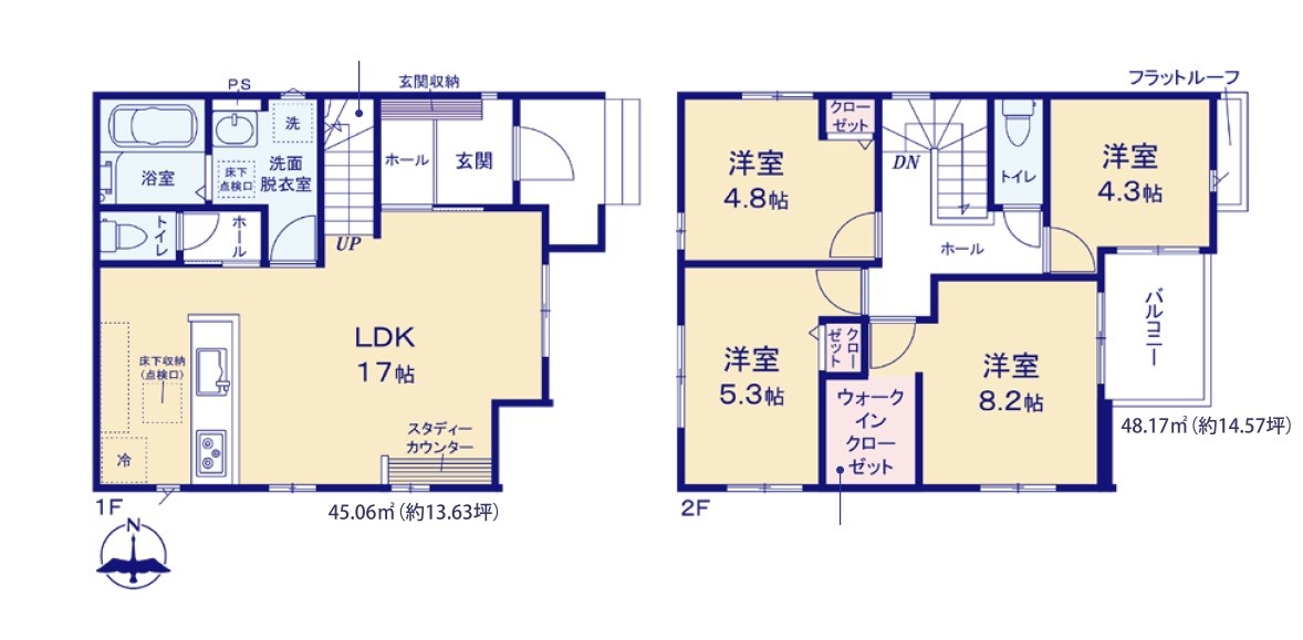1号棟間取図：4LDK