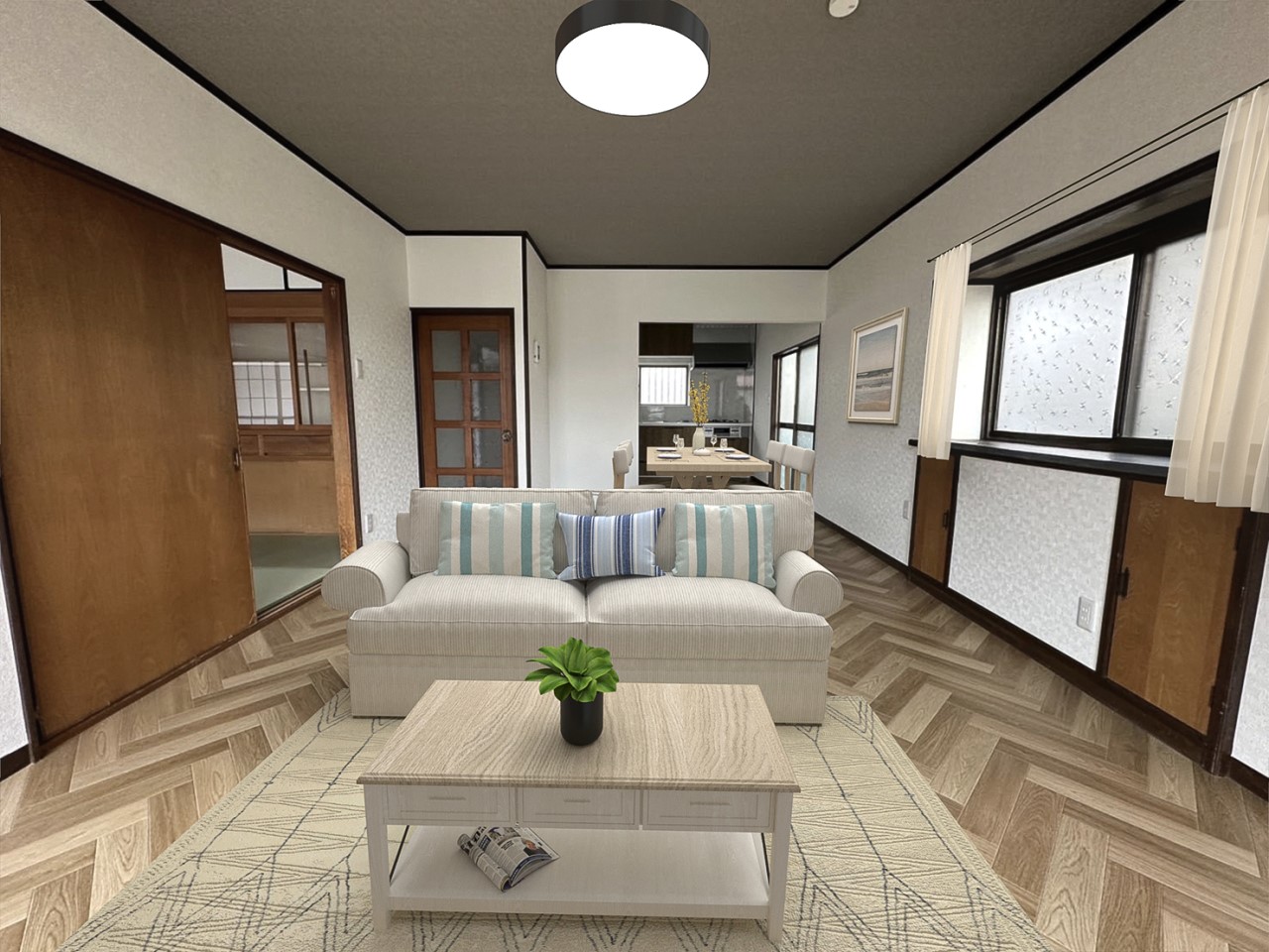 *リビング(19帖)|※CG合成で家具を配置したイメージです。※家具は販売しておりません。