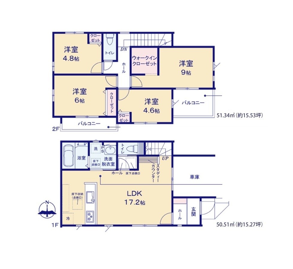 2号棟間取図:4LDK