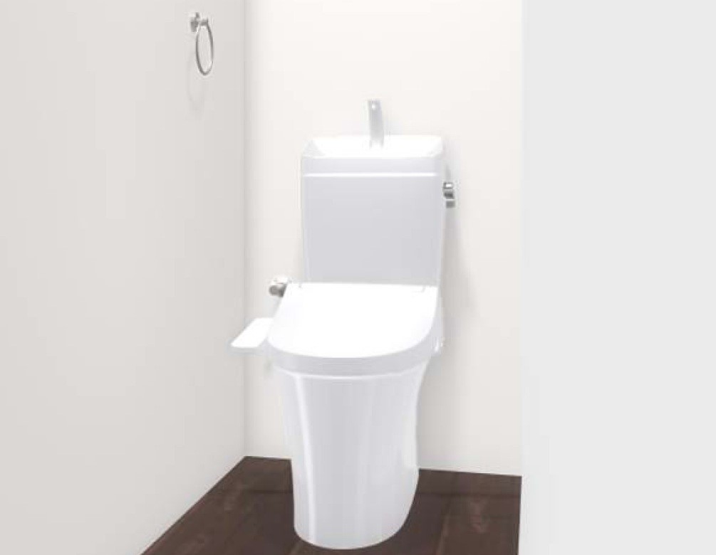 【同社施工例】温水洗浄便座付きのトイレです。汚れてもサッとひと拭きでお手入れ簡単。節水仕様でしっかり洗浄できます。環境にやさしく経済的です。 詳しくはスタッフへお問い合わせください。